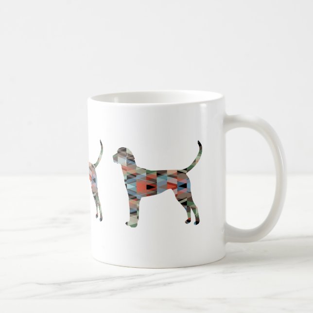 Taza De Café Patrón geométrico de Foxhound inglés Silueta de pe (Derecha)