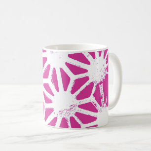 Taza De Café Patrón geométrico de fucsia