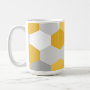 Taza De Café Patrón geométrico de hexágono gris amarillo
