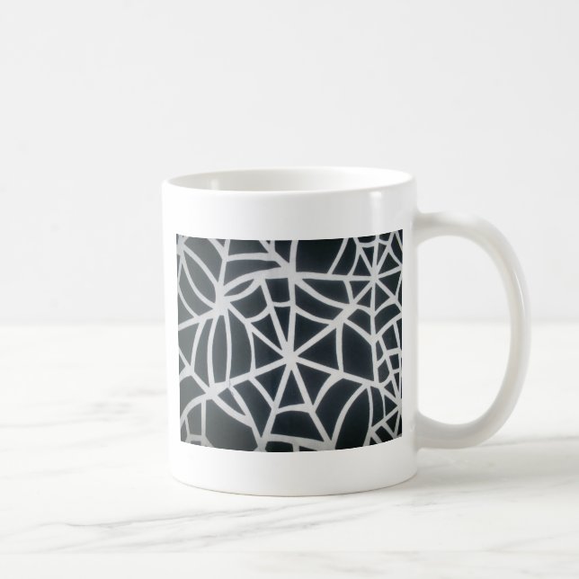 Taza De Café Patrón geométrico de la web de araña blanca y negr (Derecha)