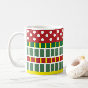 Taza De Café Patrón geométrico de lunares de rayas coloridas