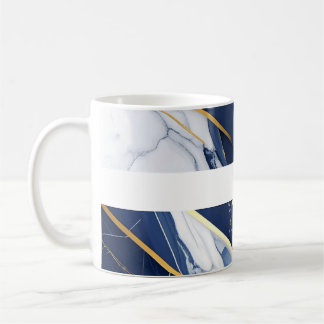 Taza De Café Patrón geométrico de mármol azul marino y dorado d