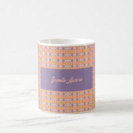 Taza De Café Patrón geométrico de mosaico de píxeles pastel ret