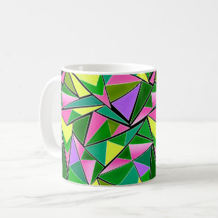 Taza De Café Patrón geométrico de neón brillante multicolor