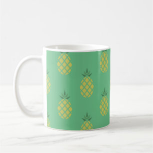 Taza De Café Patrón geométrico de piña en verde