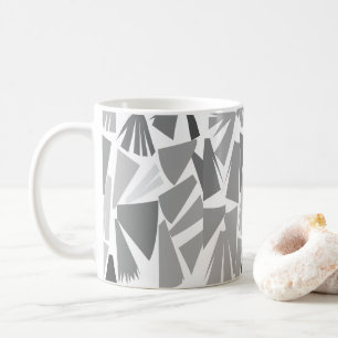 Taza De Café Patrón geométrico de resumen de gris moderno