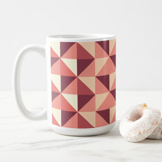 Taza De Café Patrón geométrico de triángulo rosa púrpura rosa (Con donut)