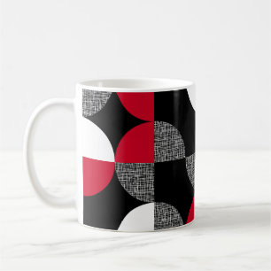 Taza De Café Patrón geométrico de yeso negro, rojo y blanco.