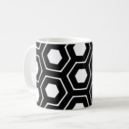 Taza De Café Patrón geométrico del abejón blanco negro