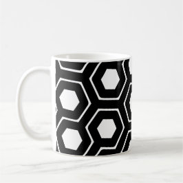 Taza De Café Patrón geométrico del abejón blanco negro