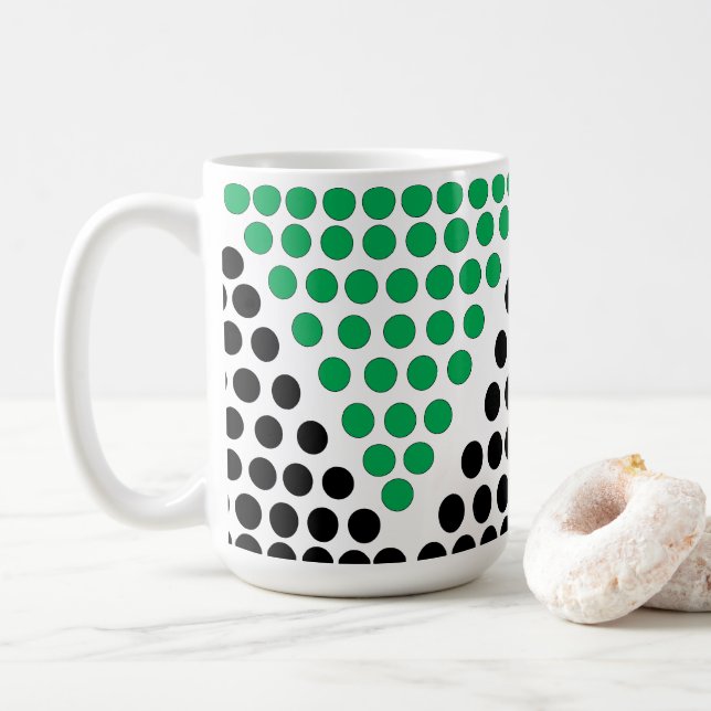 Taza De Café Patrón geométrico del círculo del triángulo verde  (Con donut)