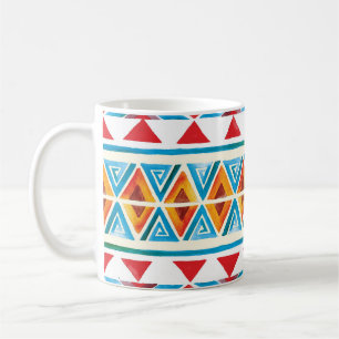 Taza De Café Patrón geométrico étnico acuarela.