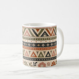 Taza De Café Patrón geométrico floral boho folk continuo