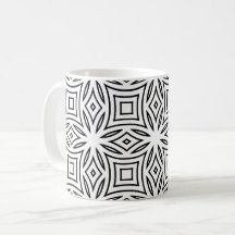 Patrón geométrico floral en blanco y negro