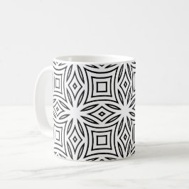 Taza De Café Patrón geométrico floral en blanco y negro