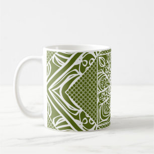 Taza De Café Patrón geométrico floral sin foco. Ilustración vin