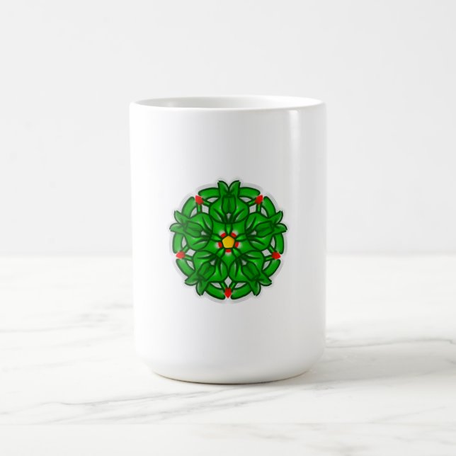 Taza De Café Patrón geométrico floral verde (Centro)