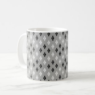Taza De Café patrón geométrico gris de blanco y negro