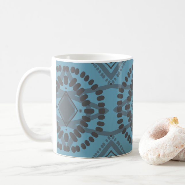 Taza De Café Patrón geométrico Guay Gris azul Batik Tie-Dye (Con donut)