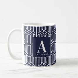 Taza De Café Patrón geométrico inicial / monograma