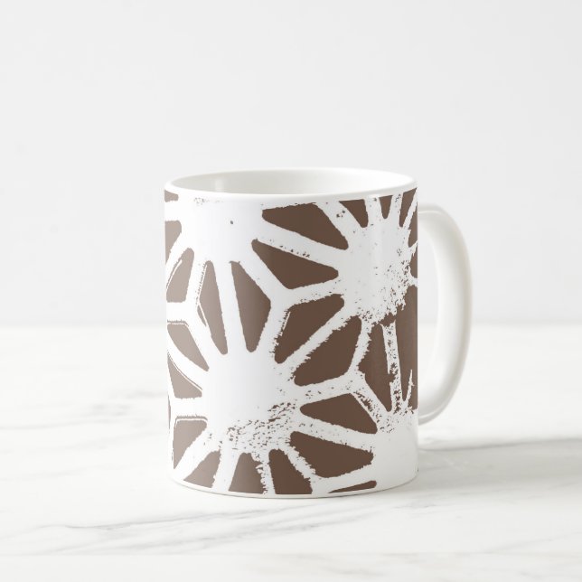 Taza De Café Patrón geométrico marrón y blanco (Anverso derecho)