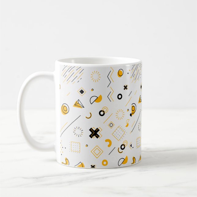 Taza De Café Patrón geométrico negro amarillo moderno (Izquierda)