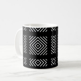 Taza De Café Patrón geométrico negro y blanco Ama