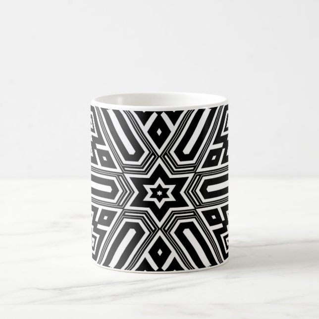 Taza De Café Patrón geométrico personalizado blanco y negro (Centro)