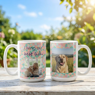 Taza De Café Patrón geométrico personalizado de foto de mamá pe