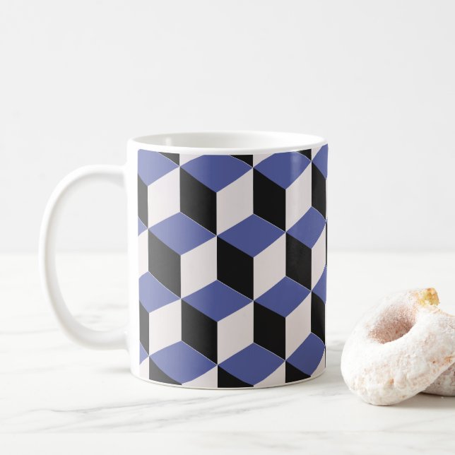 Taza De Café Patrón geométrico púrpura moderno (Con donut)