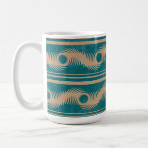 Taza De Café Patrón geométrico rayado verde azulado y caramelo