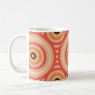 Taza De Café Patrón geométrico retro circular de los años 70.
