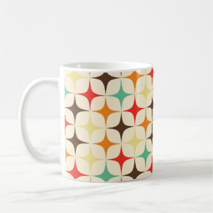 Taza De Café Patrón geométrico retro de estrellas coloridas