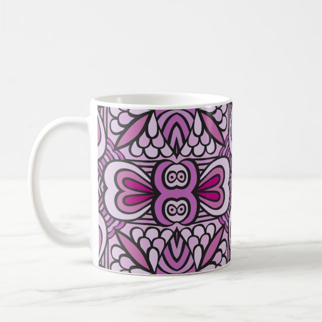 Taza De Café Patrón Geométrico Rosa Sin Marea (Izquierda)