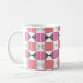 Taza De Café Patrón geométrico rosa y negro elegante