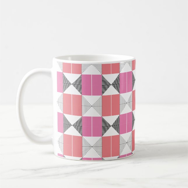 Taza De Café Patrón geométrico rosa y negro elegante (Izquierda)