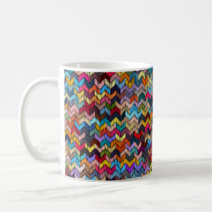 Taza De Café Patrón geométrico sin fisuras bordado. Ornamento E