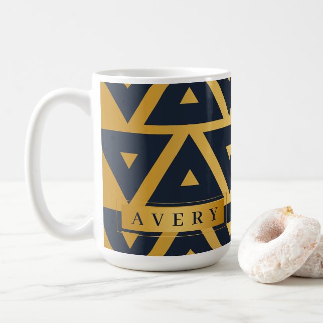 Taza De Café Patrón geométrico Triángulo Personalizado (Con donut)