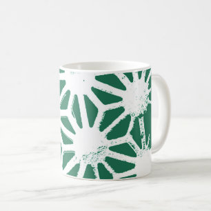 Taza De Café Patrón geométrico verde y blanco de salvia