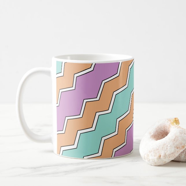 Taza De Café Patrón geométrico ZigZag (Con donut)