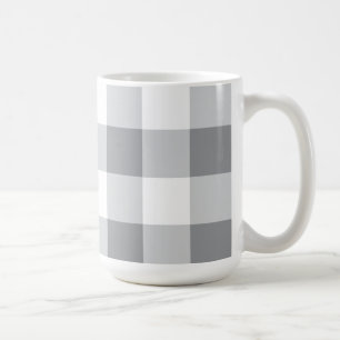 Taza De Café Patrón Gingham Gris Y Blanco