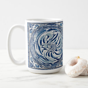 Taza De Café Patrón giratorio blanco azul 02