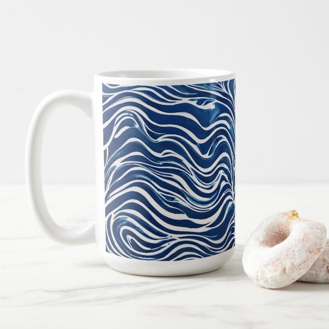 Taza De Café Patrón giratorio blanco azul 06 (Con donut)