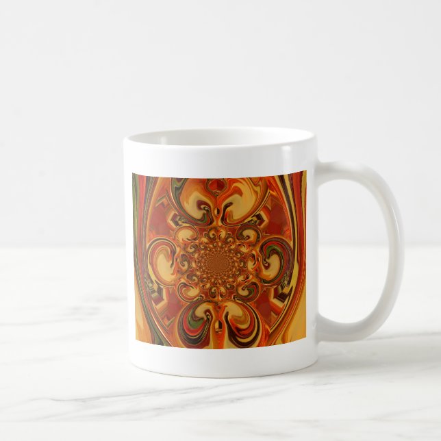 Taza De Café Patrón giratorio: tonos Naranja, marrón y verde (Derecha)