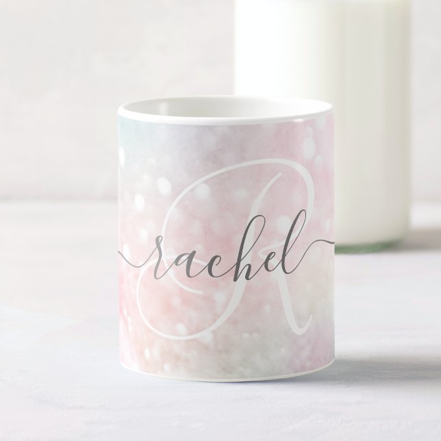 Taza De Café Patrón Girly del Purpurina rosa de Glam Pastel (Subido por el creador)