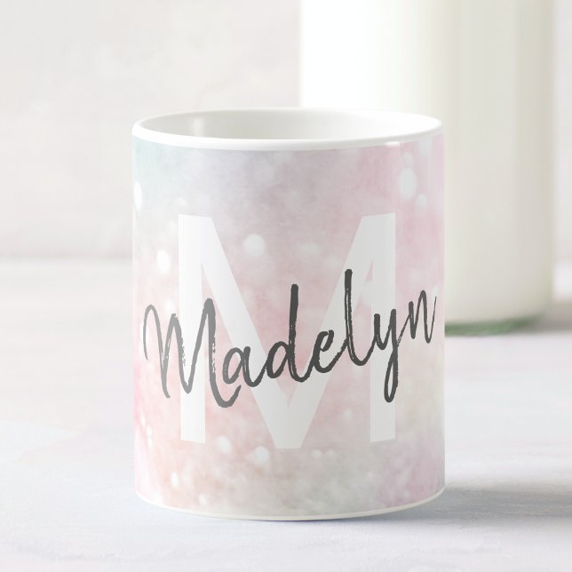Taza De Café Patrón Girly del Purpurina rosa de Glam Pastel (Subido por el creador)