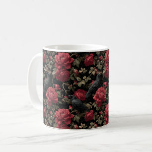 Taza De Café Patrón gótico con rosas y cuerdas rojas