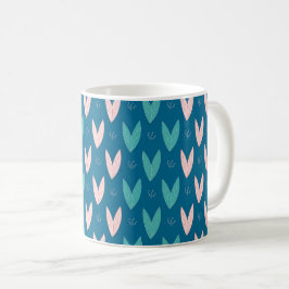 Taza De Café Patrón gráfico de la hoja formando corazones