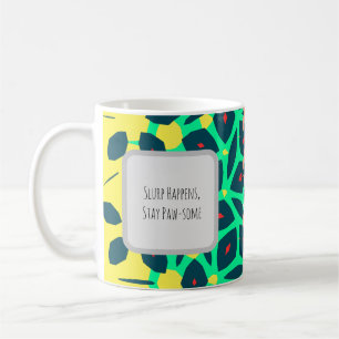 Taza De Café Patrón gráfico Verde azulado amarillo, rosa, azul,