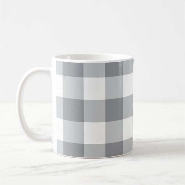 Taza De Café Patrón gris de Gingham (Izquierda)
